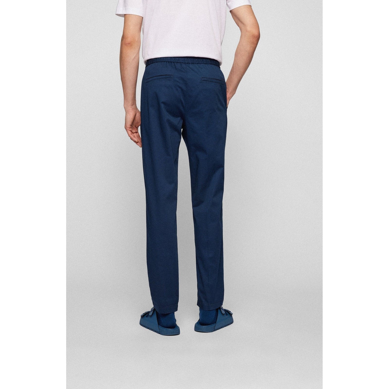 SLIM-FIT TROUSERS IN PRINTED STRETCH COTTON - Yooto