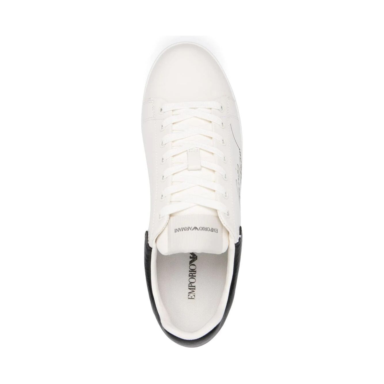 EMPORIO ARMANI SIGNATURE LOGO-PRINT LEATHER SNEAKERS - Yooto