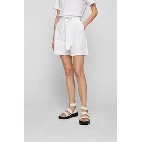 BELTED SHORTS IN COTTON WITH BRODERIE ANGLAISE - Yooto