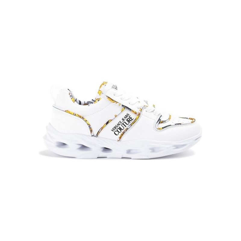 VERSACE JEANS COUTURE LEATHER SNEAKERS WITH LOGOED EDGES - Yooto