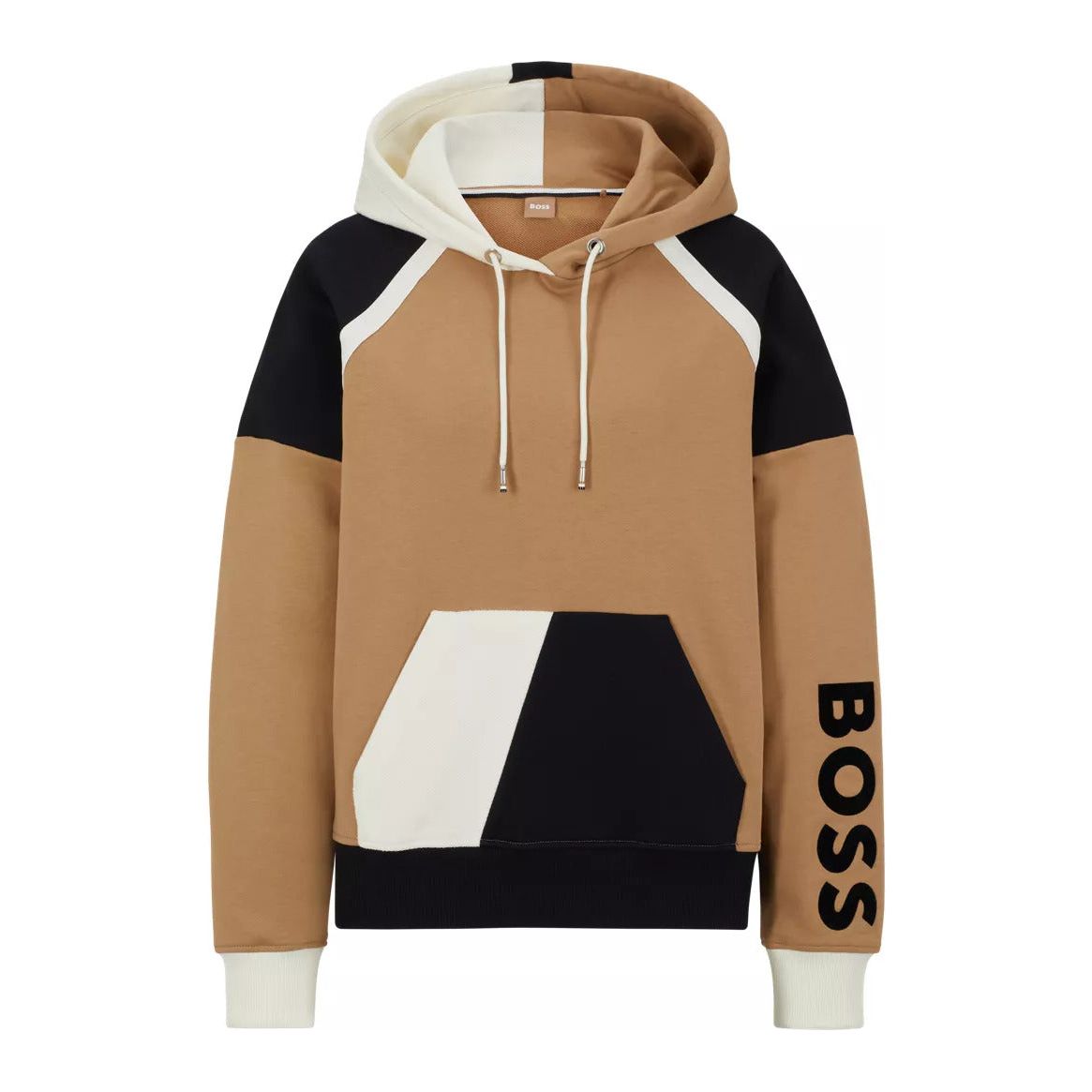 BOSS COTTON-TERRY HOODIE WITH COLOUR-BLOCKING AND LOGO - Yooto