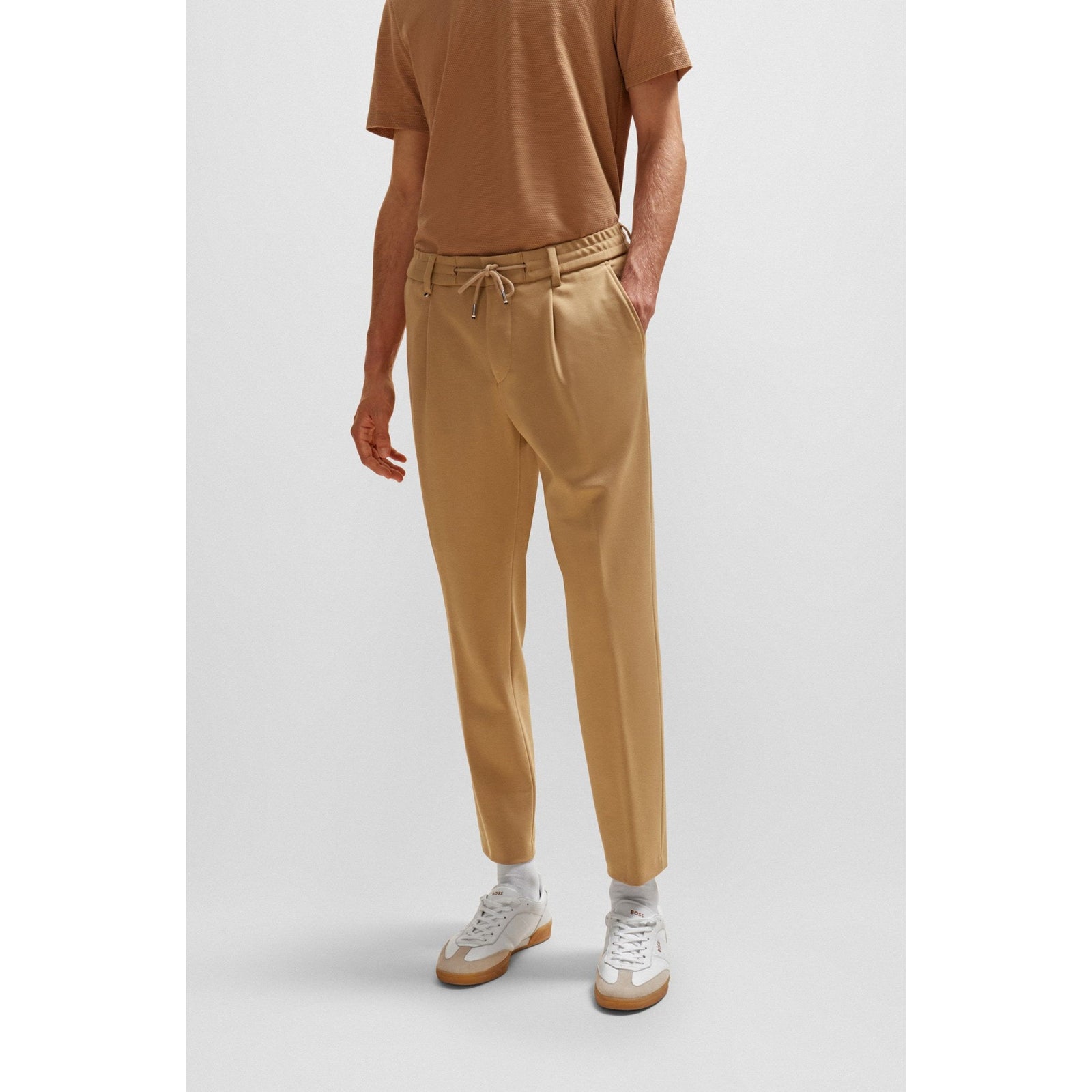BOSS RELAXED-FIT DRAWSTRING TROUSERS IN BI-STRETCH FABRIC - Yooto