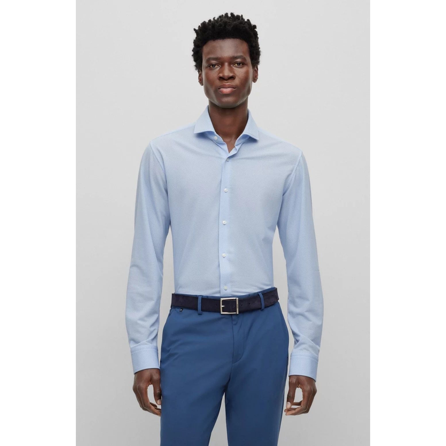 BOSS REGULAR-FIT SHIRT IN STRUCTURED PERFORMANCE-STRETCH FABRIC - Yooto