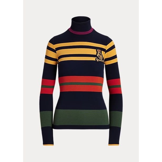 POLO RALPH LAUREN STRIPED CREST-PATCH ROLL NECK - Yooto