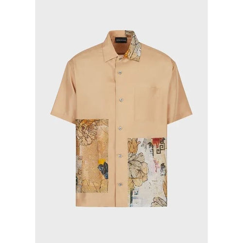 Load image into Gallery viewer, Short-sleeved, Habutai-silk shirt with tattoo-print patch - Yooto
