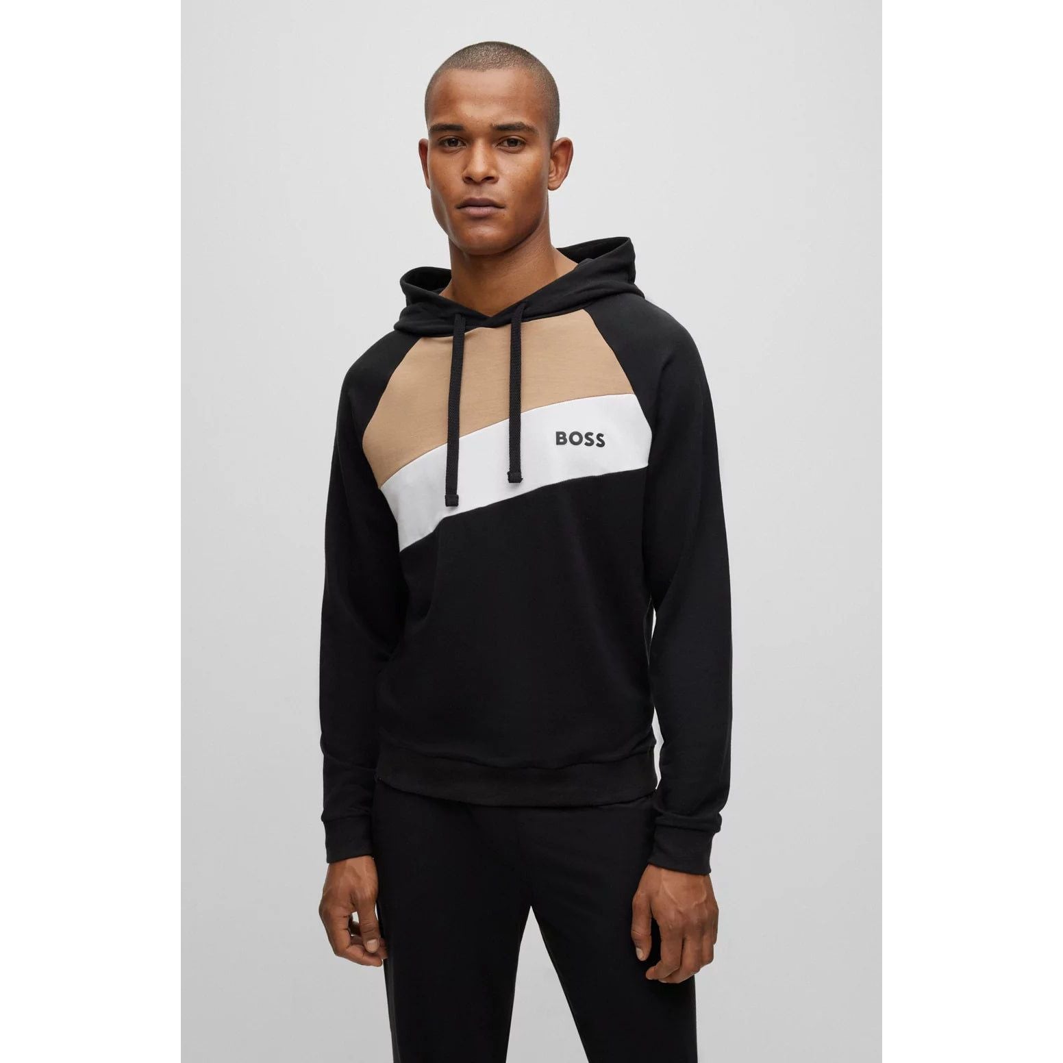 BOSS SIGNATURE-STRIPE HOODIE WITH EMBROIDERED LOGO - Yooto