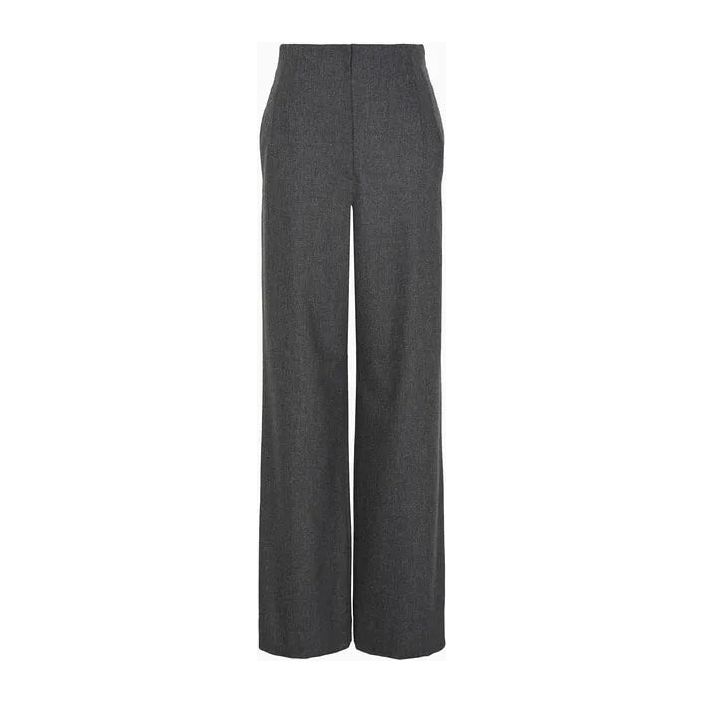 EMPORIO ARMANI HIGH-WAISTED TROUSERS IN VIRGIN-WOOL FLANNEL MÉLANGE - Yooto