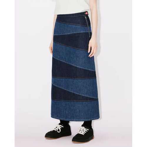 Load image into Gallery viewer, KENZO LONG DENIM PATCHWORK SKIRT - Yooto
