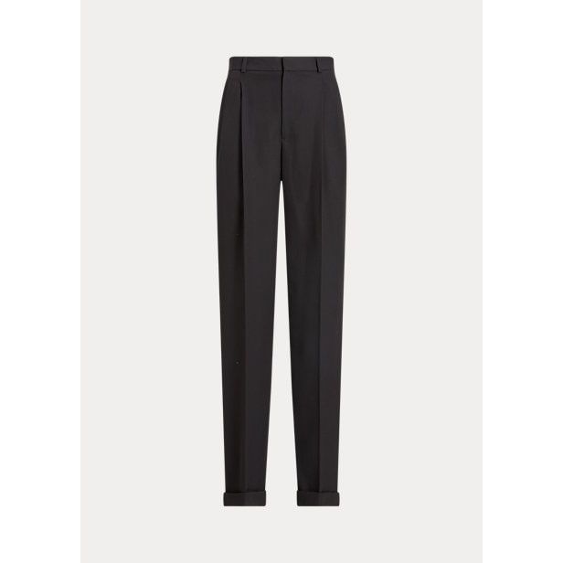 Polo Ralph Lauren Pleated Wool Wide-Leg Tuxedo Trouser - Yooto