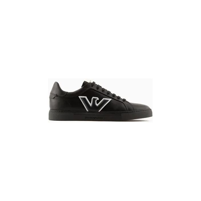 EMPORIO ARMANI LEATHER SNEAKERS WITH EAGLE PATCH - Yooto