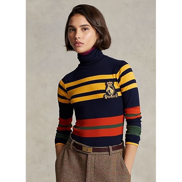 POLO RALPH LAUREN STRIPED CREST-PATCH ROLL NECK - Yooto