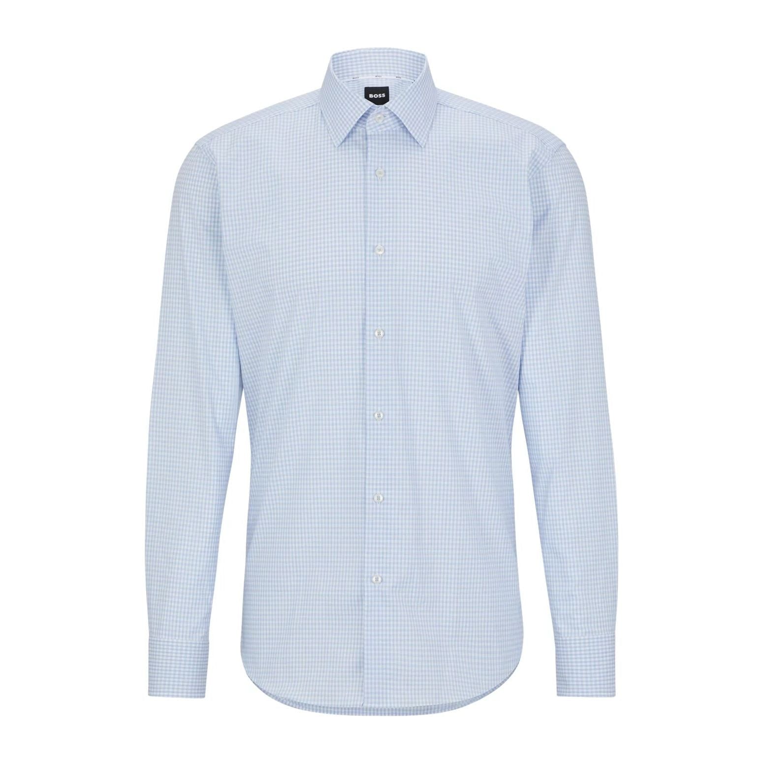 BOSS REGULAR-FIT SHIRT IN CHECKED STRETCH COTTON - Yooto