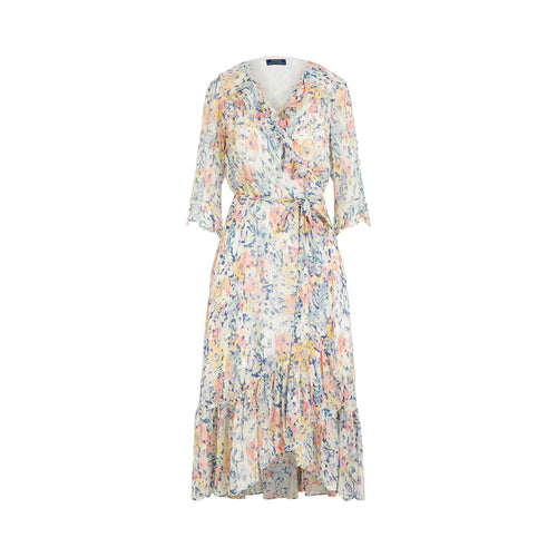 Load image into Gallery viewer, Floral Crinkled Chiffon Wrap Dress - Yooto
