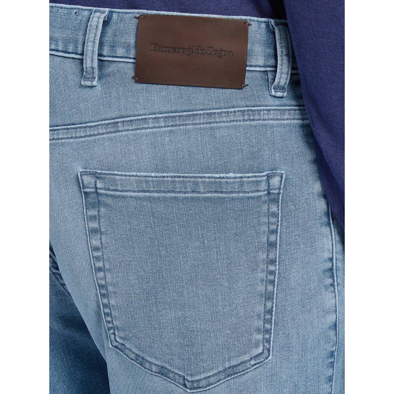 Light Blue 3-ply Cotton 5-Pocket Jeans - Yooto