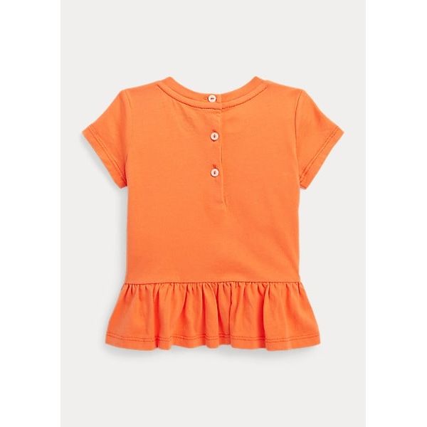 POLO RALPH LAUREN POLO BEAR COTTON JERSEY PEPLUM TEE - Yooto