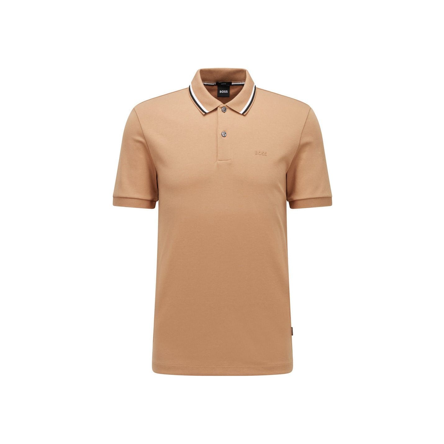 BOSS SLIM-FIT POLO SHIRT IN COTTON WITH STRIPED COLLAR - Yooto