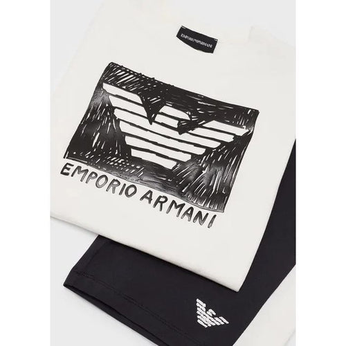 Load image into Gallery viewer, EMPORIO ARMANI  KIDS ORGANIC-JERSEY T-SHIRT AND BOARD SHORTS SET WITH OVERSIZED EAGLE - Yooto
