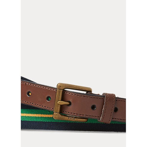 Load image into Gallery viewer, POLO RALPH LAUREN LEATHER-TRIM STRIPED BELT - Yooto
