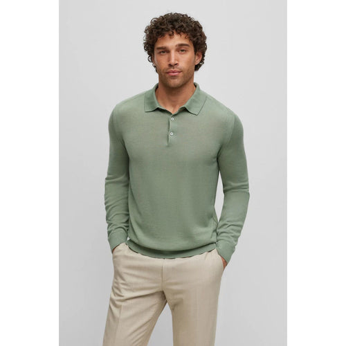 Load image into Gallery viewer, BOSS POLO-COLLAR SWEATER IN WOOL, SILK AND CASHMERE - Yooto
