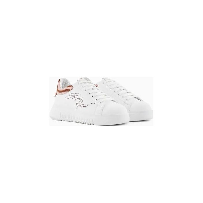 EMPORIO ARMANI LEATHER SNEAKERS WITH PONYSKIN BACK AND SIGNATURE LOGO - Yooto