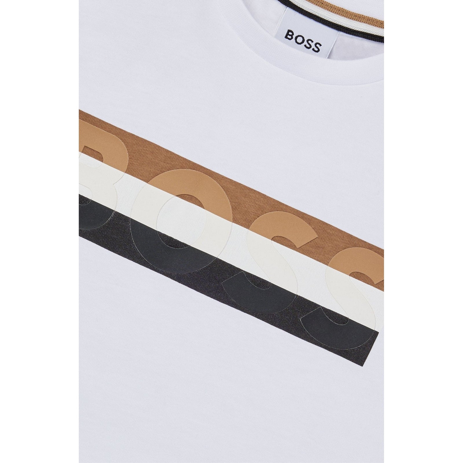 BOSS KIDS SLIM-FIT COTTON T-SHIRT WITH SIGNATURE-STRIPE PRINT - Yooto