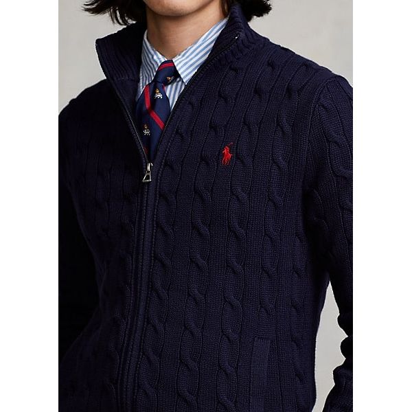 Polo Ralph Lauren Cable-Knit Cotton Full-Zip Sweater - Yooto