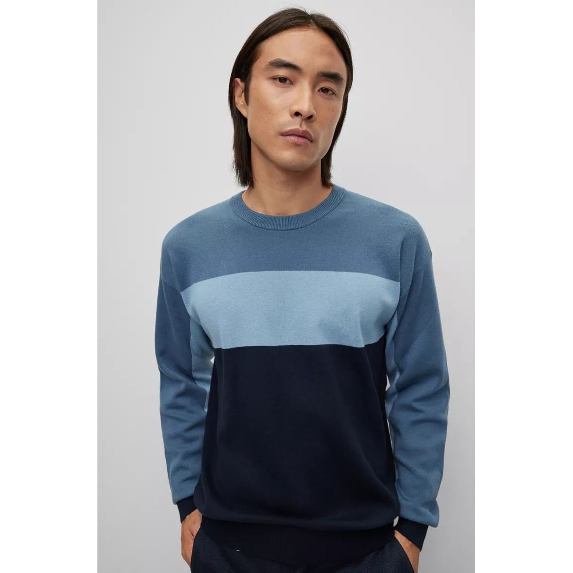 BOSS RELAXED-FIT COLOUR-BLOCK SWEATER - Yooto