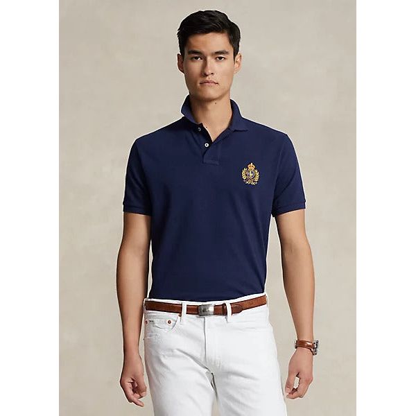 POLO RALPH LAUREN CUSTOM SLIM TRIPLE-PONY MESH POLO SHIRT - Yooto