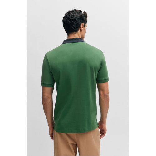 Load image into Gallery viewer, BOSS INTERLOCK-COTTON SLIM-FIT POLO SHIRT WITH COLOUR-BLOCKED COLLAR - Yooto
