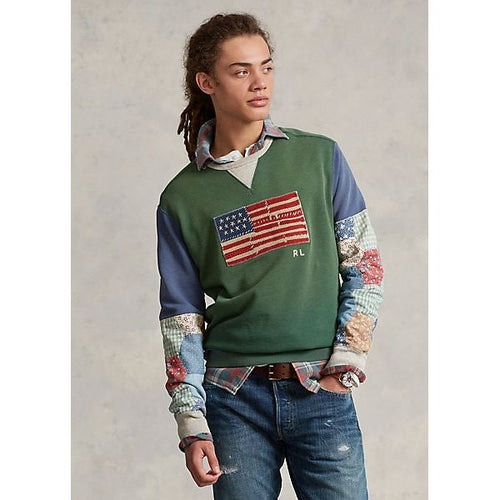 Load image into Gallery viewer, POLO RALPH LAUREN FLAG PATCHWORK-SLEEVE FLEECE SWEATSHIRT - Yooto
