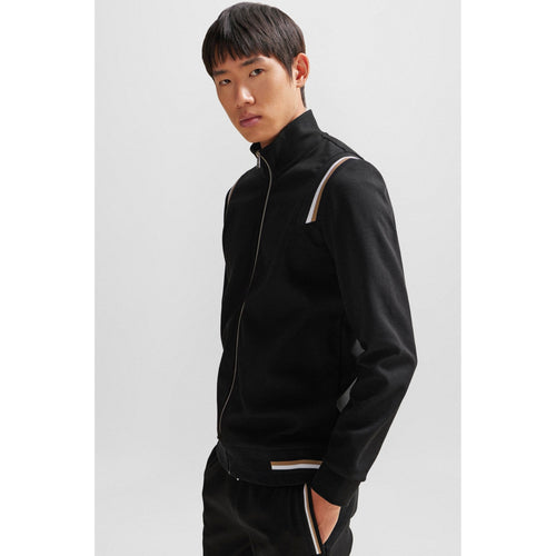 Load image into Gallery viewer, BOSS COTTON-BLEND ZIP-UP SWEATSHIRT WITH SIGNATURE-STRIPE TRIMS - Yooto
