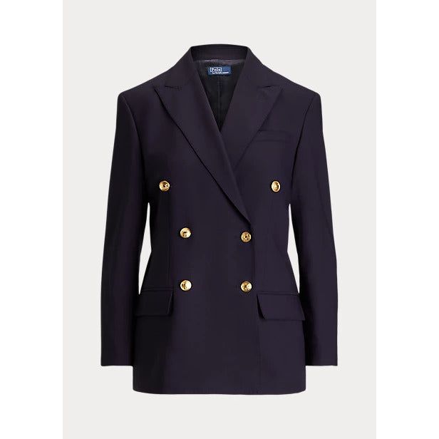 POLO RALPH LAUREN DOUBLE-BREASTED WOOL-BLEND BLAZER - Yooto