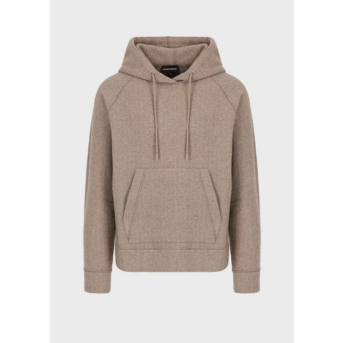 Ներբեռնեք պատկերը Պատկերասրահի դիտիչում՝ Hooded, wool-blend sweatshirt with chevron motif - Yooto
