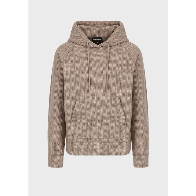 Hooded, wool-blend sweatshirt with chevron motif - Yooto