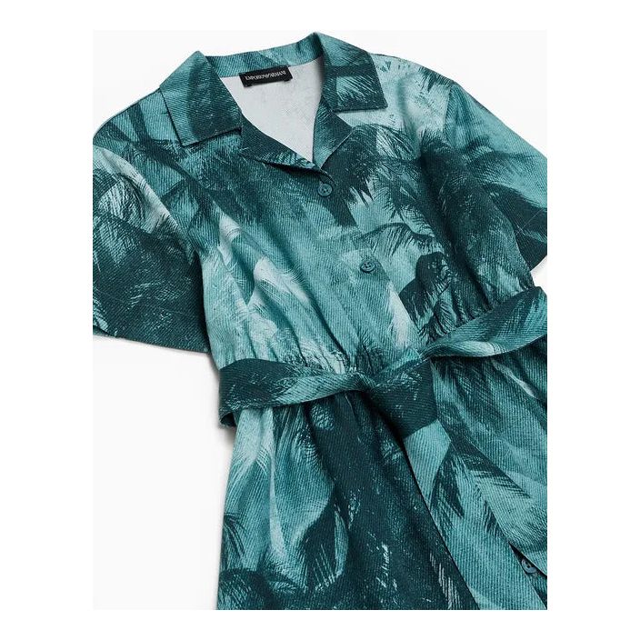 EMPORIO ARMANI KIDS ASV LYOCELL DRESS WITH SHORT SLEEVES AND ALL-OVER PALM-TREE PRINT - Yooto