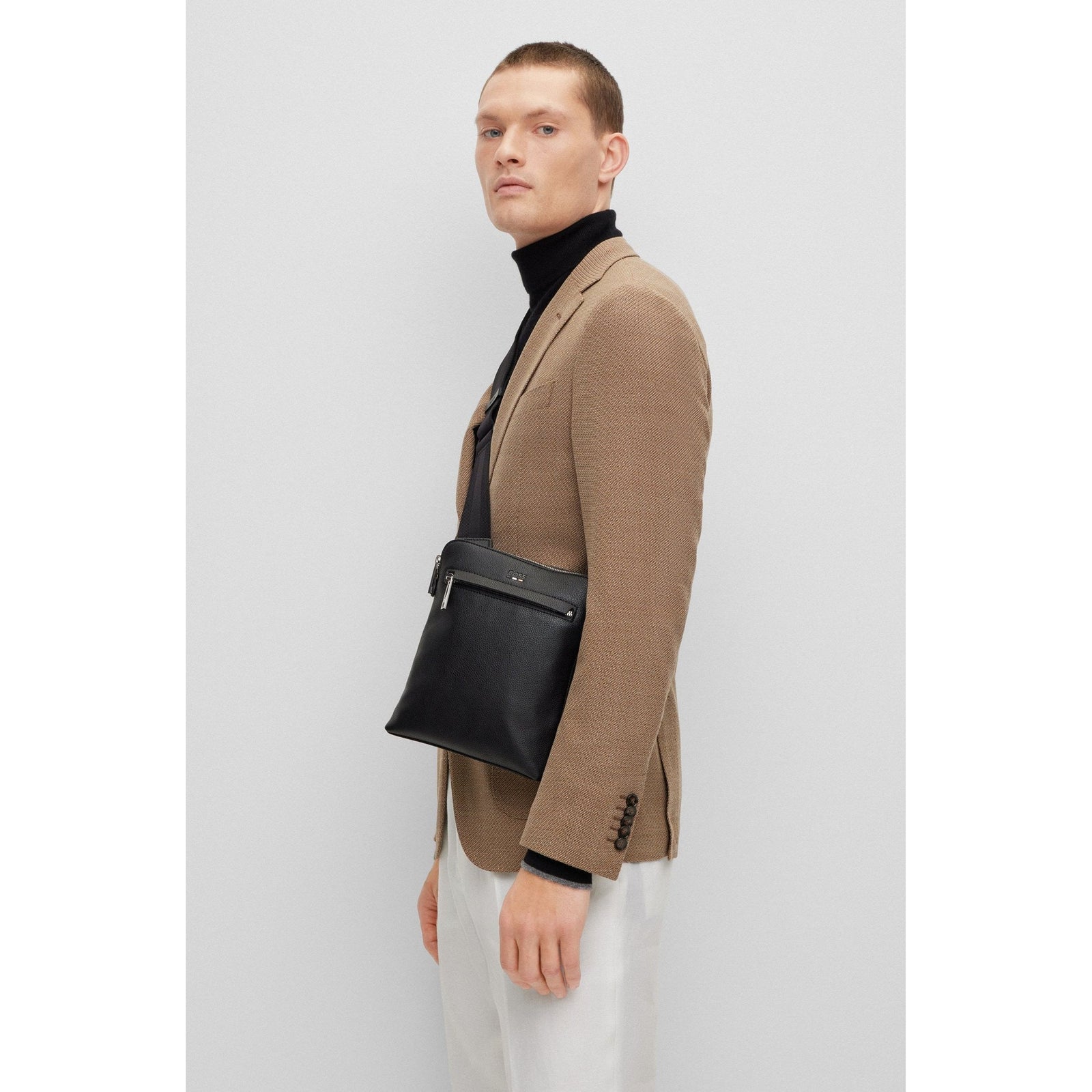 BOSS FAUX-LEATHER ENVELOPE BAG WITH SIGNATURE DETAILS - Yooto