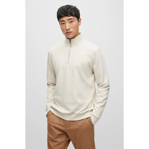 Load image into Gallery viewer, BOSS ZIP-NECK SWEATSHIRT IN MERCERIZED COTTON JACQUARD - Yooto
