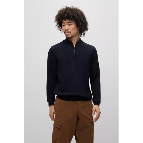 Load image into Gallery viewer, BOSS ORGANIC-COTTON ZIP-NECK SWEATER WITH EMBROIDERED LOGO - Yooto
