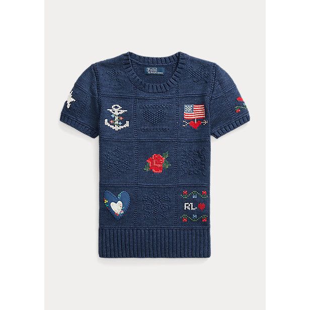 POLO RALPH LAUREN INTARSIA COTTON SHORT-SLEEVE JUMPER - Yooto