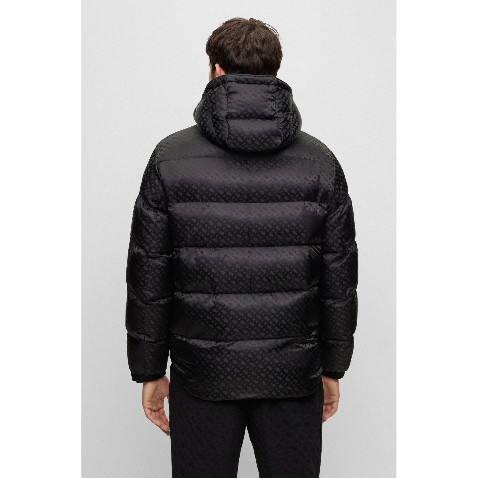 BOSS MONOGRAM-JACQUARD WATER-REPELLENT PADDED JACKET WITH HOOD - Yooto