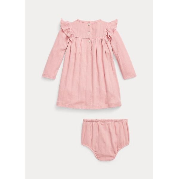 POLO RALPH LAUREN RUFFLED POINTELLE COTTON DRESS & BLOOMER - Yooto