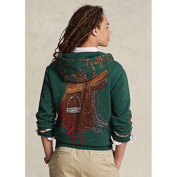 POLO RALPH LAUREN SADDLE-PRINT FLEECE FULL-ZIP HOODIE - Yooto