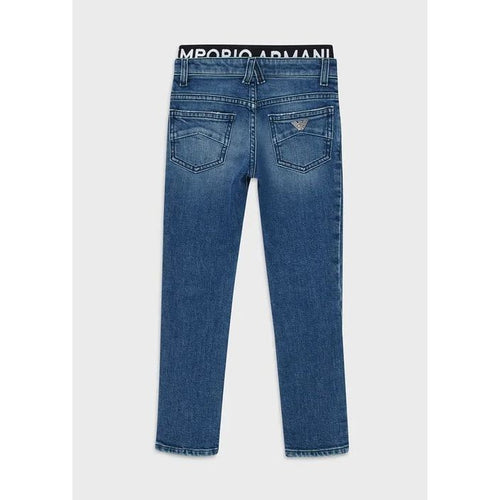 Load image into Gallery viewer, EMPORIO ARMANI  KIDS J17 Denim jeans with logo insert at the waist - Yooto
