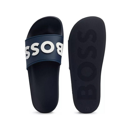 Load image into Gallery viewer, BOSS ITALIAN-MADE SLIDES WITH RAISED CONTRAST LOGO - Yooto
