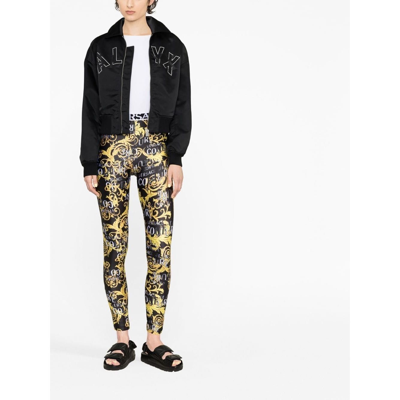 VERSACE JEANS COUTURE LOGO-PRINT HIGH-SHINE LEGGINGS - Yooto