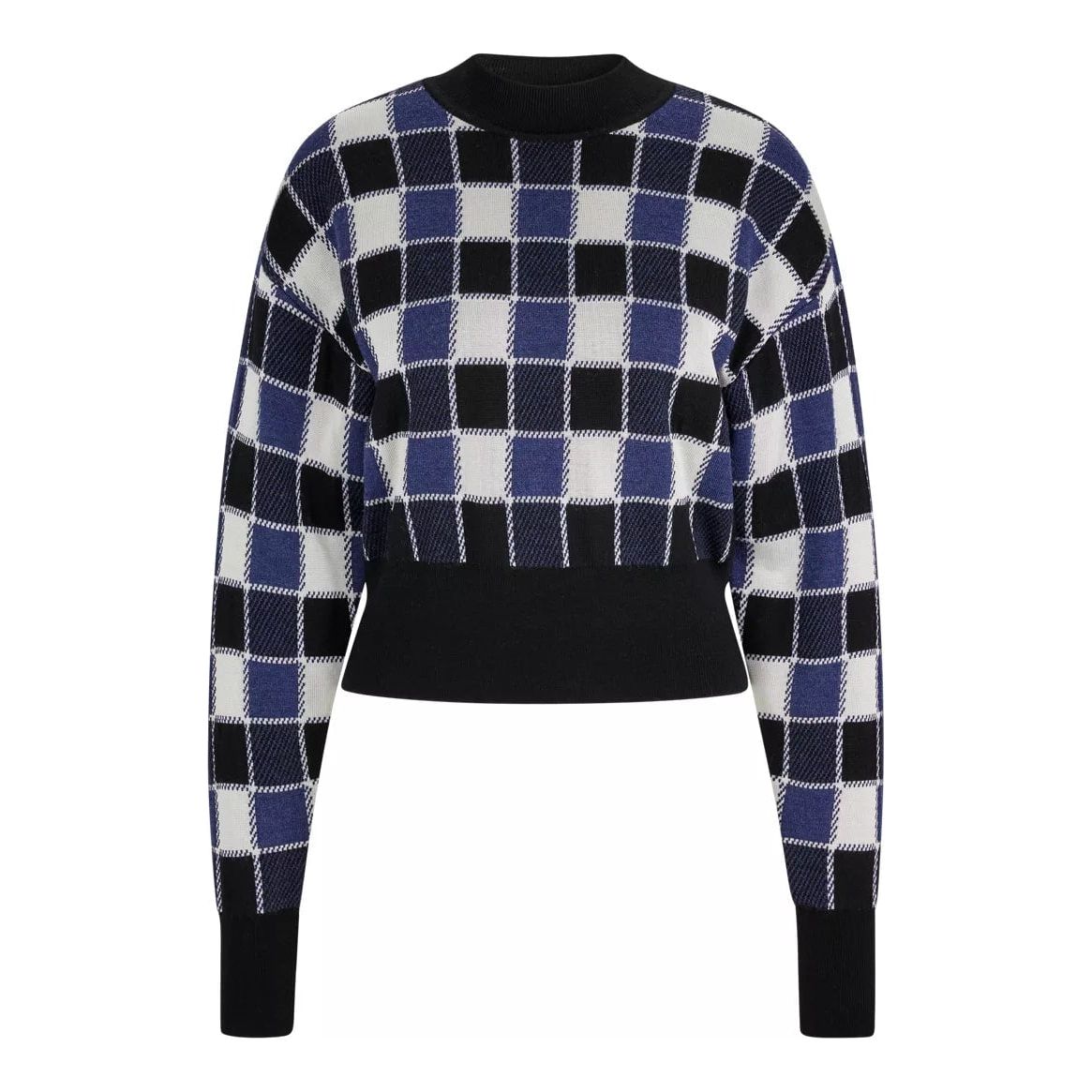 BOSS REGULAR-FIT SWEATER WITH CHECK PATTERN AND SOLID RIBBING - Yooto