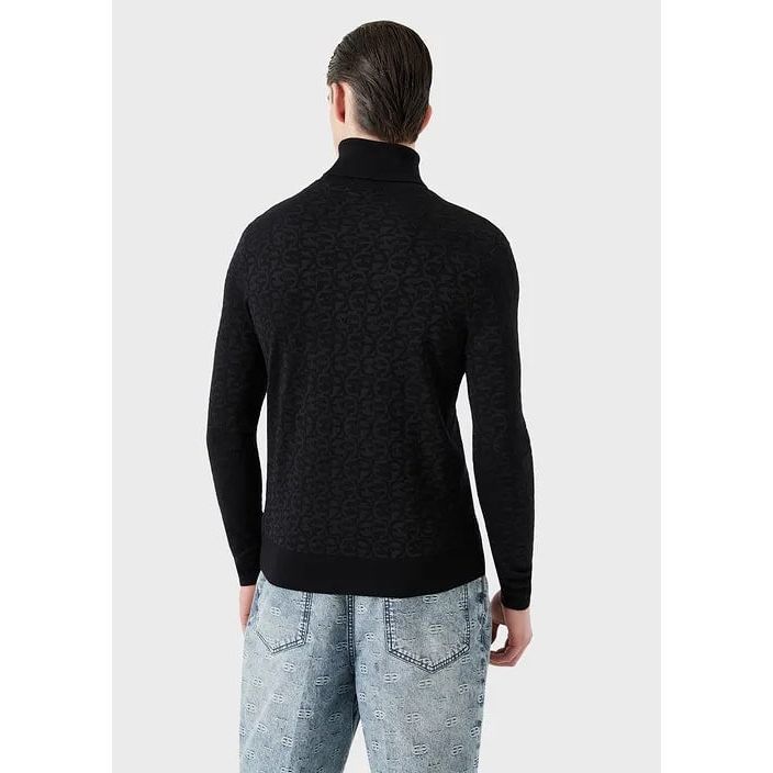 EMPORIO ARMANI
VIRGIN WOOL-BLEND ROLLNECK WITH ALL-OVER EA LOGO - Yooto