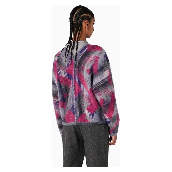 EMPORIO ARMANI CARDIGAN IN A BRUSHED MULTICOLOURED JACQUARD ALPACA AND MOHAIR BLEND - Yooto