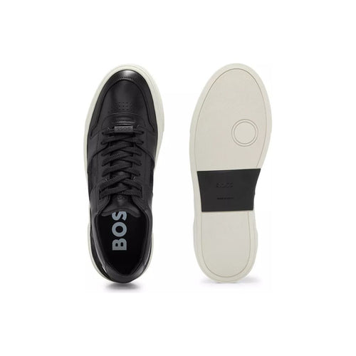 Load image into Gallery viewer, BOSS SIGNATURE-STRIPE LOW-PROFILE TRAINERS IN LEATHER - Yooto
