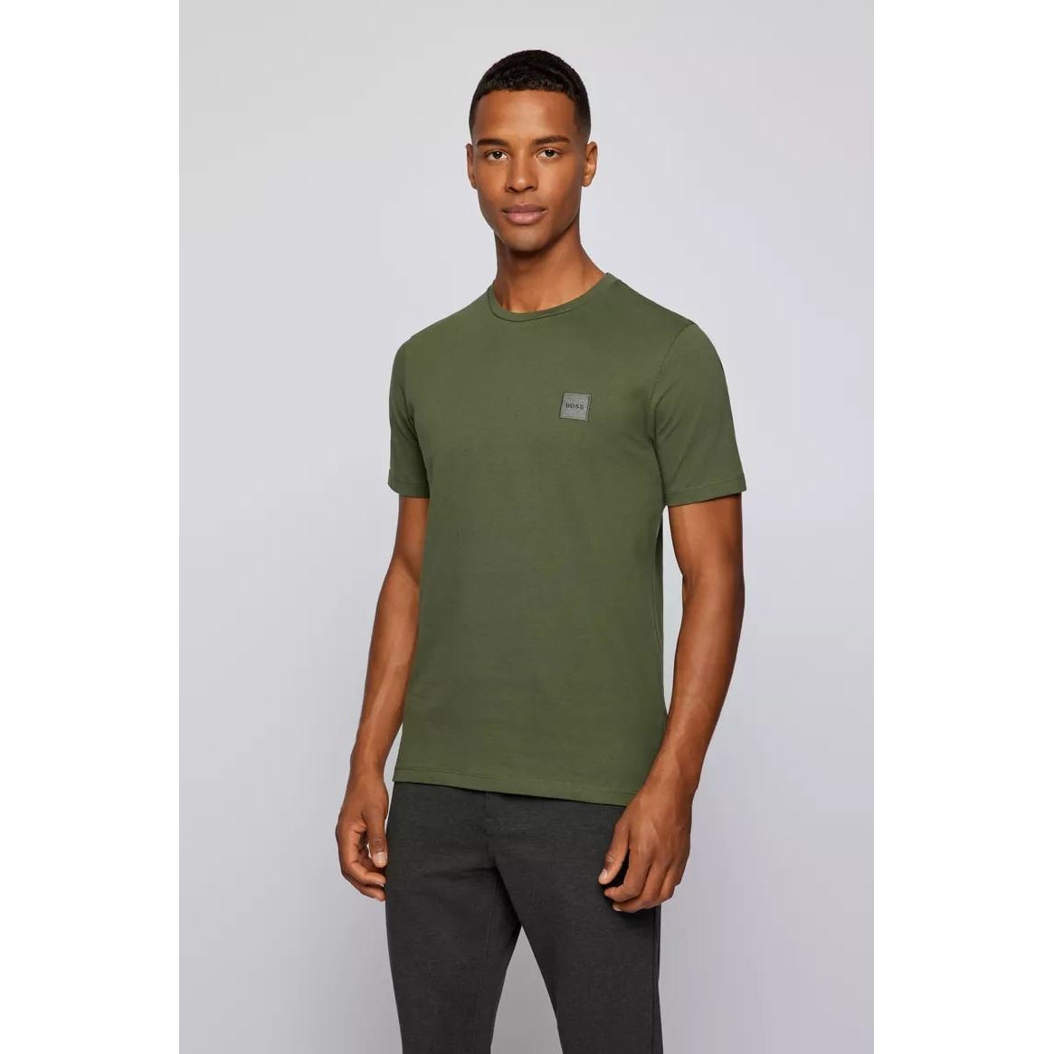 BOSS CREW-NECK T-SHIRT IN ORGANIC COTTON WITH LOGO PATCH - Yooto